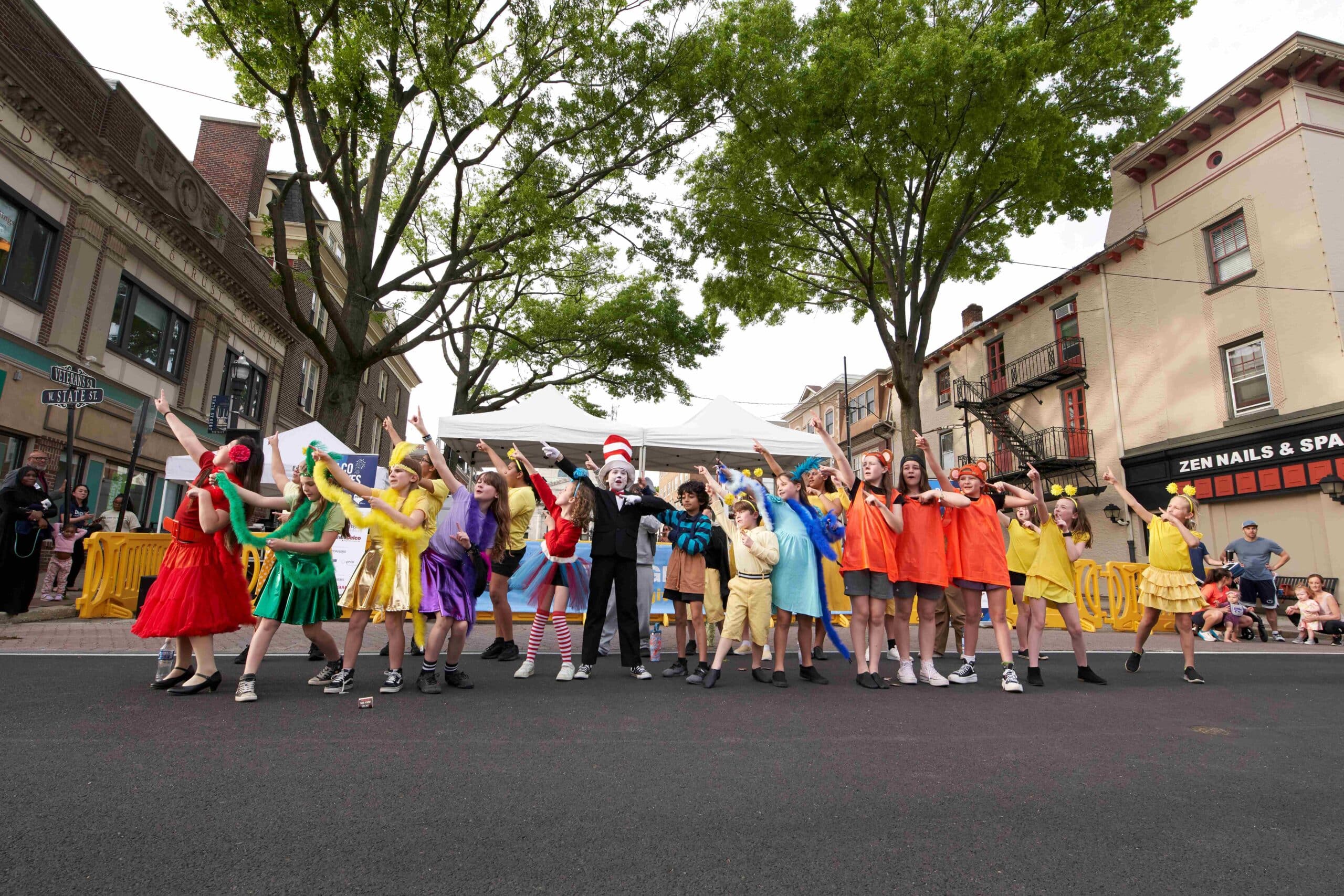 Performers offer up a number from Seussical during Dining Under the Stars Wednesday in Media.