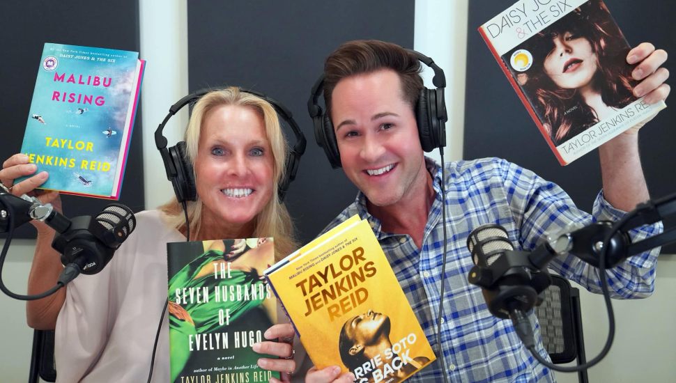 Elin Hilderbrand, left, on a podcast.