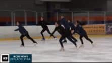 The IceWorks Skating Club in Aston practices a routine.