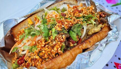 The lemongrass cheesesteak from Sahbyy Food at the Southeast Asian Market is one of the most popular items.