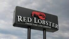 A Red Lobster restaurant sign.