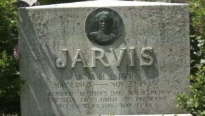 The gravestone or Anna M. Jarvis, credited with creating the Mother’s Day holiday.