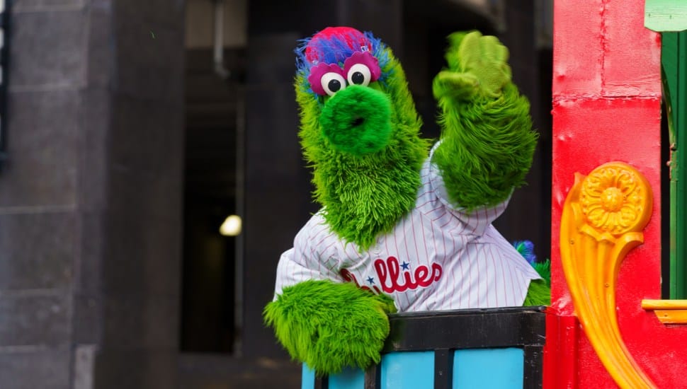 The Phillie Phanatic putting in an appearance at the 102nd annual Thanksgiving parade Nov. 25, 2021.