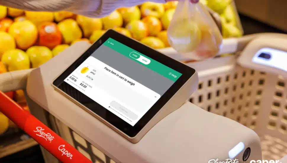 A new high-tech Caper Cart at ShopRite that tracks items as customers shop.