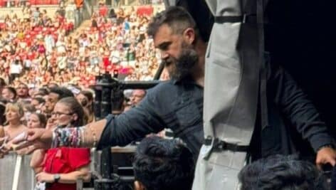 Jason Kelce appeared at Taylor Swift's Eras Tour this past weekend in London wearing several friendship bracelets.