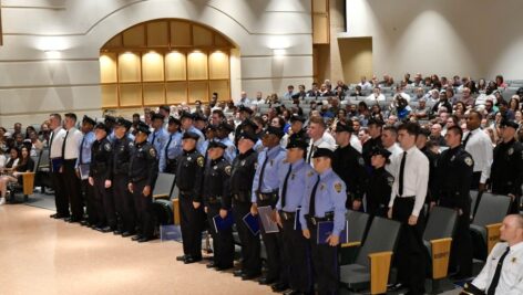 A photo showing the group of 44 who graduated from DCCC’s Municipal Police Academy on Jun. 13.