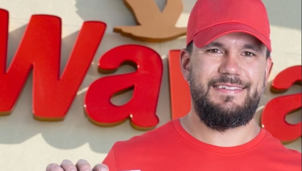 Philadelphia Phillies Kyle Schwarber appearing in a Wawa Schwarberfest promotion.