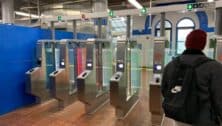 The new gates installed at the entrance to the Market Frankford El at the 69th Street Center in Upper Darby to discourage fare jumpers.