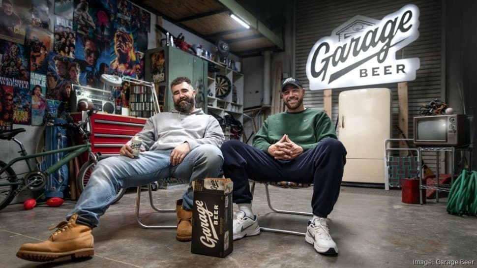 Jason Kelce, left, and brother Travis Kelce are now part-owners of Garage Beer.