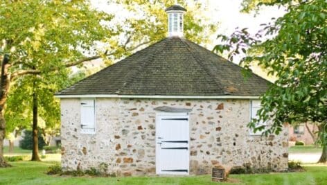 The Hood Octagonal Schoolhouse located on the Dunwoody Village property in Newtown Square.