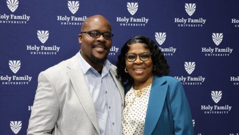 Stella Eke-Okoro and her son, who presented her with her nursing pin.