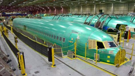 Airplane fuselage assembly at Spirit AeroSystems.