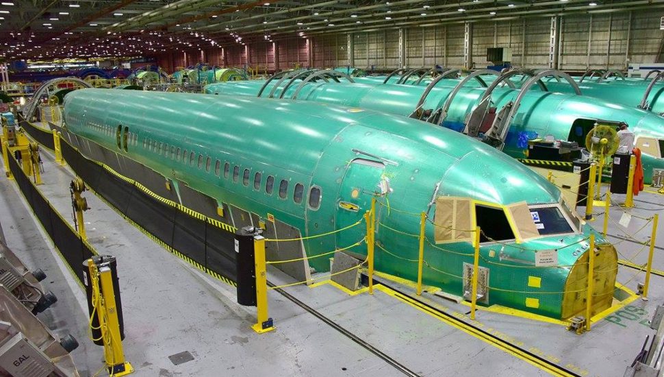 Airplane fuselage assembly at Spirit AeroSystems.