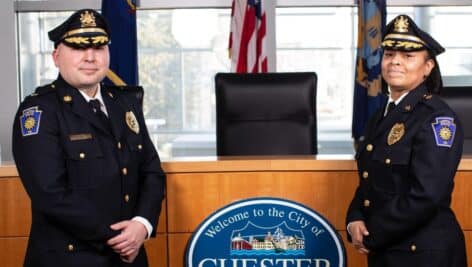 Chester Police Commissioner Steven Gretsky and Major Katrina Blackwell