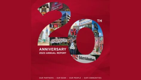 Front of Meridian Bank's 20th Annual 2023 Annual Report.