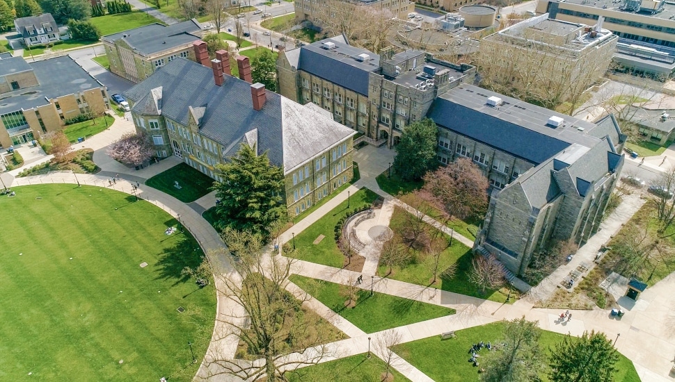 A high-level view of WCU's campus.