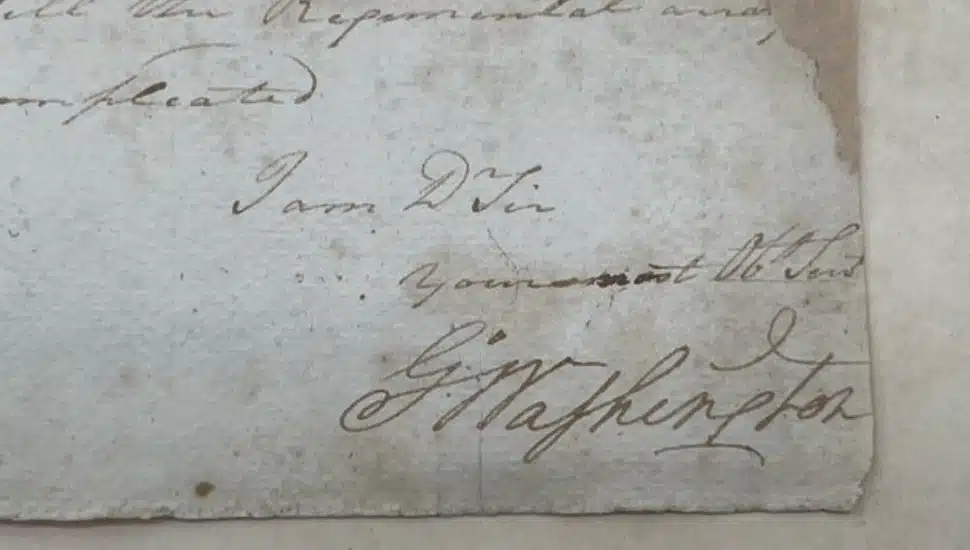 The signature of George Washington in a 1780 letter up for auction.