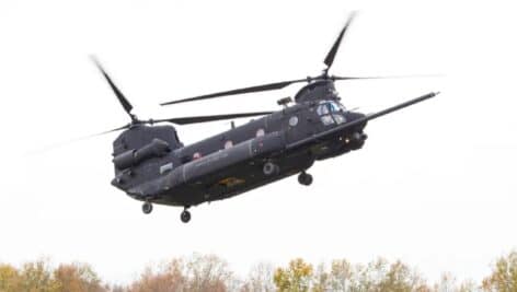 An MH-47G Block II Chinooks helicopter.