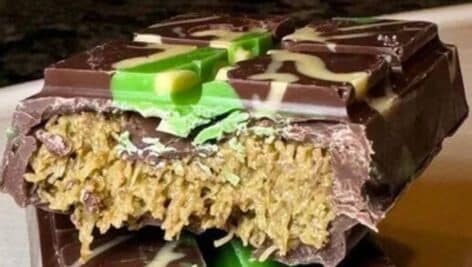 A Dubai chocolate pistachio butter bar made popular on TikTok.