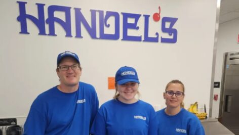 From left, owner Andy Rick, employee Shelby Fabian, and owner Maria Rick of the new Handel's in Downingtown.