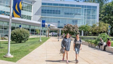 Students walking on DCCC Campus.