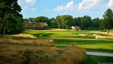 A view of the 17th hole at the Aronimink Golf Club in Newton Square.