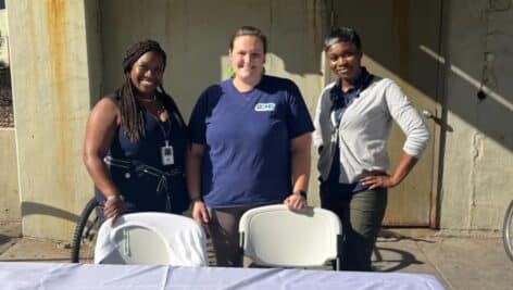 Dr. Gifty Akomea Key, Ali Fequiere and another Delaware County Health Department staffer were on hand at a free flu vaccine clinic Sept. 19 at SEPTA's 69th Street Transportation Center in Upper Darby.