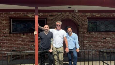 From left: Tubby Kushner, Martin Hoeger, and Michael Guagliardo in front of the Candlewyck Tavern.