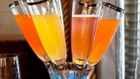 The Bellini Bouquet, a combination of drinks combined to resemble a bouquet is available at Autograph Brasserie in Wayne.