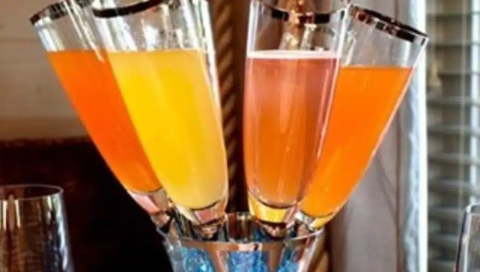 The Bellini Bouquet, a combination of drinks combined to resemble a bouquet is available at Autograph Brasserie in Wayne.