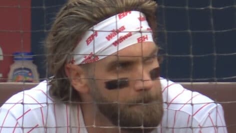 Bryce Harper with a Wawa headband.