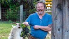 Chef Bryan Sikora with goats.