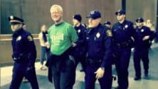 Quaker activist George Lakey under arrest.