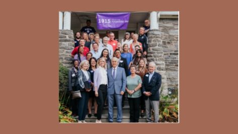 Attendees of Harcum College's Founders' Day outside of Bedford Hall.