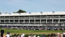 A look at a row of hospitality suites being offered at the Aronimink Golf Club in Newtown Square for the 2026 PGA Championship.