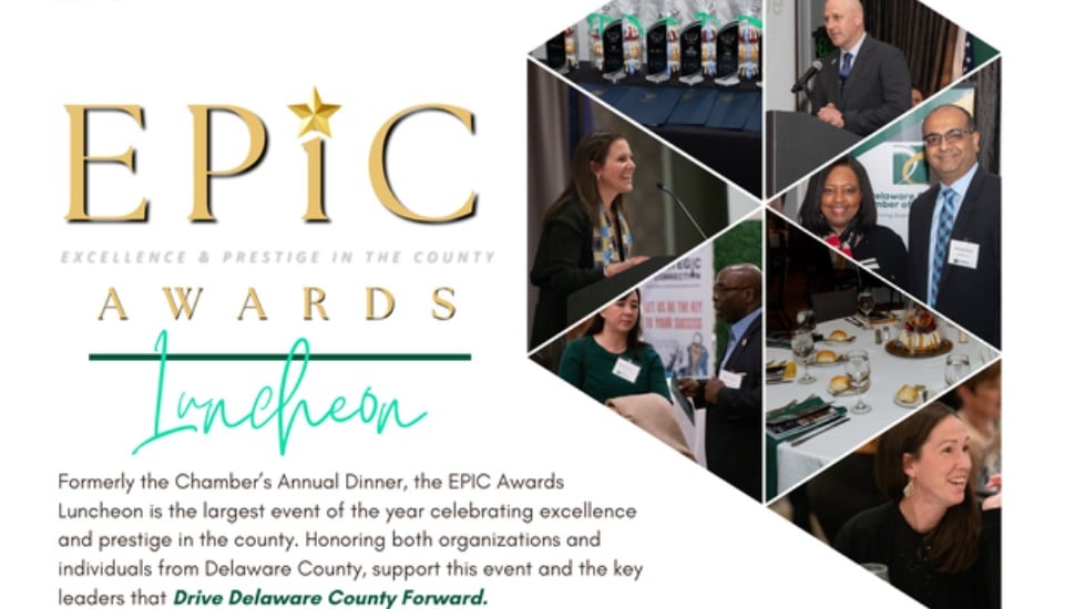 A poster for the upcoming Epic Awards held by the Delaware County Chamber of Commerce.