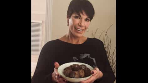 Susan Noles holds her meatball mix during an appearance on QVC.