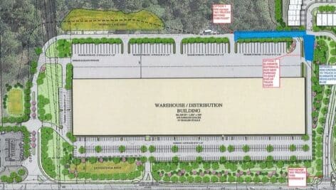 A rendering of a proposed 360,000 square-foot distribution center along Baltimore Pike in Middletown Township.