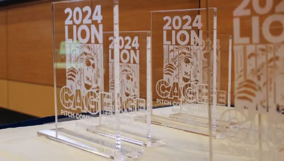 The Lion Awards given out at the Nov. 8 LionCage Pitch Competition at Penn State Great Valley.