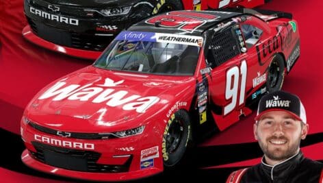 A DGM Racing team car with the Wawa logo.