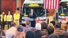 Pennsylvania Gov. Josh Shapiro at a press conference announcing new federal funding for SEPTA.