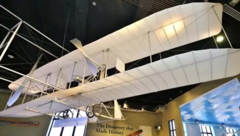 The Wright Brothers plane on display at the Franklin Institute since 1933.