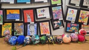 Paintings and sculptures exhibited at the Third Annual ArT Showcase.