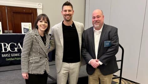 Kristin Gavin (left), Ryan Lavarnway (center), and Bill Gowie (right).