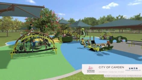 A rendering of the Jake's Place Play Area in Camden Park.