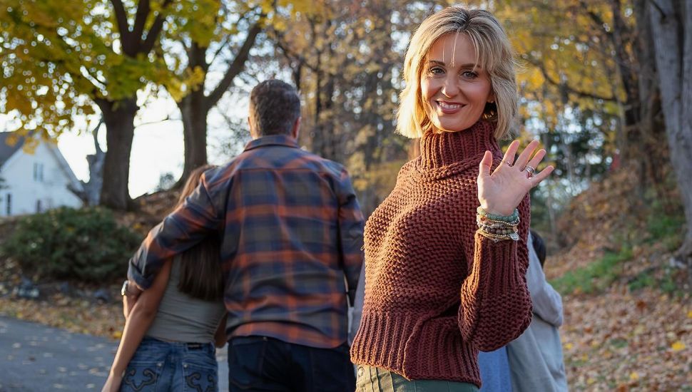 An informal look at QVC host Kerstin Lindquist outdoors with family.