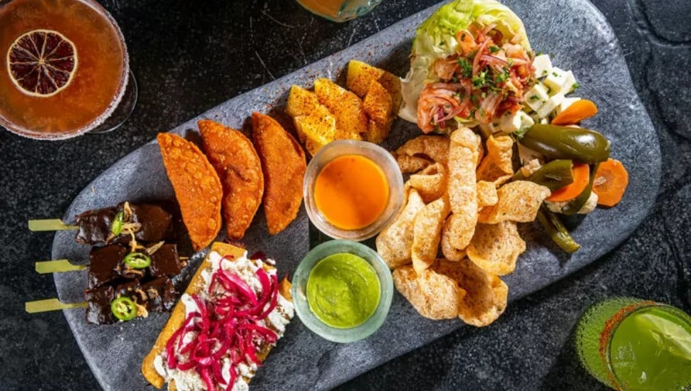 A tray of appetizers from Mi Vida.