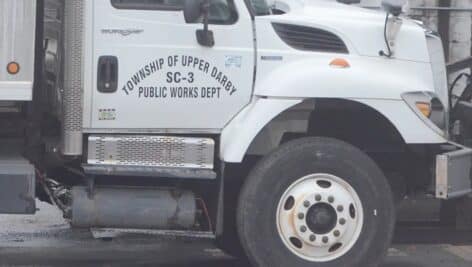 A sanitation truck from Upper Darby Township.