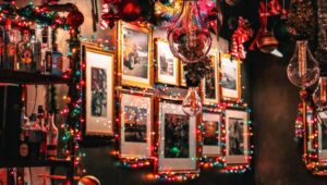 Christmas lights on the walls at the Sleigh Bar of Slow Hand in West Chester.