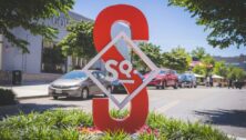 A sculpture in Suburban Square, Ardmore, promoting the shopping center.